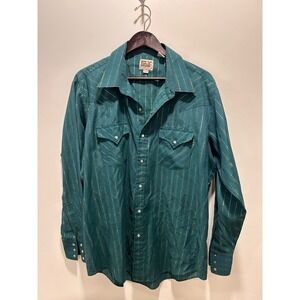 Vintage Ely Cattleman western shirt vertical stripes and pearl snap buttons XL